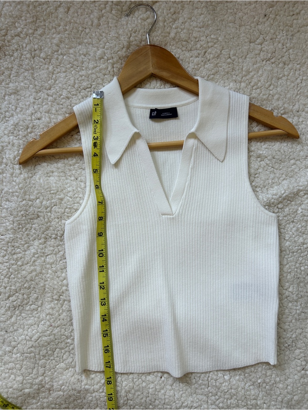 GAP 90s Style Ribbed Sleeveless Polo Tank Top Cream XS - Picture 5 of 6